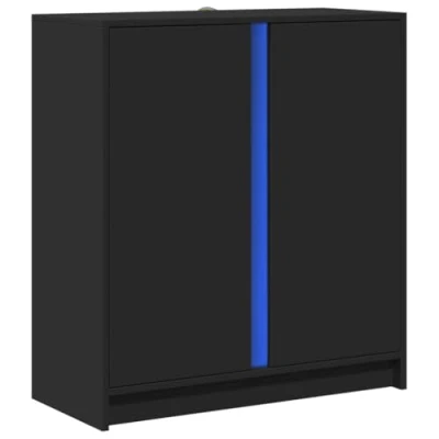 Abbildung von vidaXL Sideboard, Kommode mit LED Stauraum, Anrichte Schrank für Wohnzimmer, Beistellschrank Mehrzweckschrank Highboard, Schwarz Holzwerkstoff