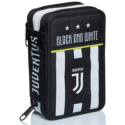 Abbildung von Seven Juventus Schutzhülle mit 3 Fächern, Best Match, schwarz und weiß, Stiften, Bleistiften, Farben mehr