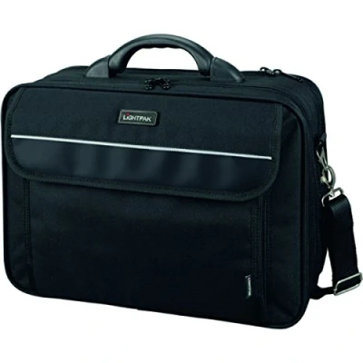 Abbildung von LIGHTPAK 46010 Laptoptasche Arco, Laptop Sleeve für Notebooks bis zu 15 Zoll, Umhängetasche mit abnehmbarem Schultertrageriemen, Aktentasche aus Polyester, Tasche schwarz, ca. 30 x 41 13 cm