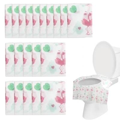 Abbildung von 20 Toilettenauflagen Einweg Toilettensitzbezüge Toilettenauflagen, aus Vlies Material, einzeln verpackt, leicht zu transportieren, doppelt verstärkt, universelle Größe