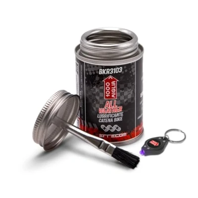 Abbildung von Errecom 1000 Miglia BKR 3103 Fahrradkette Schmiermittel All Weather 120 ml, für Alle Jahreszeiten und Wetterbedingungen, In One mit Pinsel enthalten