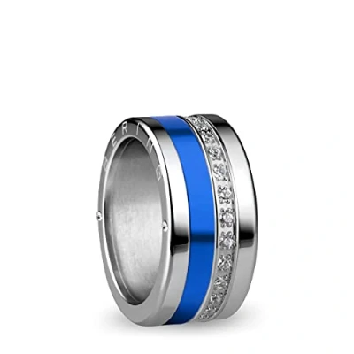 Abbildung von BERING Austauschbar Ringkombination für Damen in Silber &amp; Blau mit einzigartigem Twist Change System, Amur