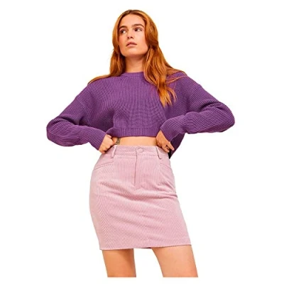 Abbildung von JACK &amp; JONES Damen Jjxx Jxcarlota Ls Twist Cropped Cn Knit,Royal Lilac,XS