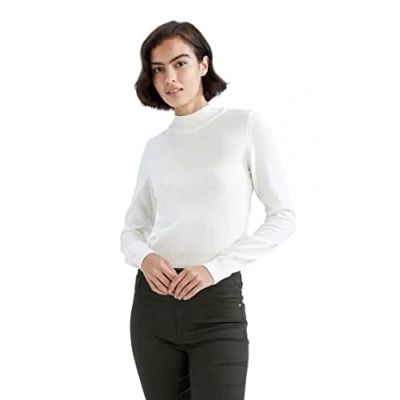 Abbildung von DeFacto Pullover Normal Passform für Damen Rollkragenpullover Pulli Oberteile Ecru,XXS