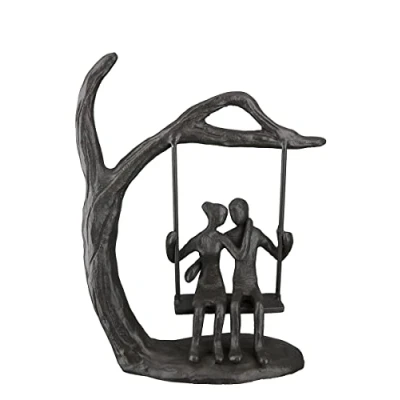 Abbildung von Casablanca Deko Figur Skulptur Glück aus Eisen Liebespaar auf Schaukel Geschenk Valentinstag Hochzeit Geburtstag Farbe: Braun Höhe 16,5 cm