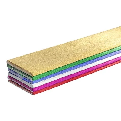 Abbildung von Clairefontaine 911199C Packung mit 6 Rollen Metallkrepppapier (250 x 50 cm, 72 g, ideal für Deko, Glanzeffekt) 1 Pack farbig sortiert