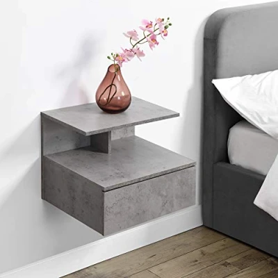 Abbildung von en.casa Wandboard, »Amberg« Nachtschrank mit Schublade und Ablage 40x35x31cm Betonoptik