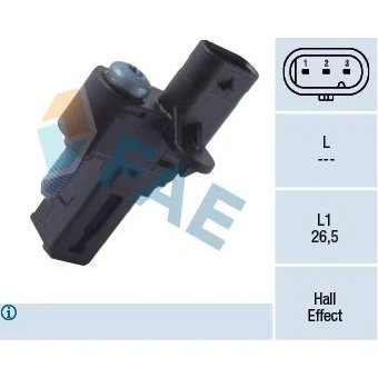 Abbildung von FAE 79287 Sensor, Nockenwellenposition Hallsensor BMW: 3 Limousine, Touring, 5 PEUGEOT: 207 CC, Schrägheck, SW, MINI: Schrägheck