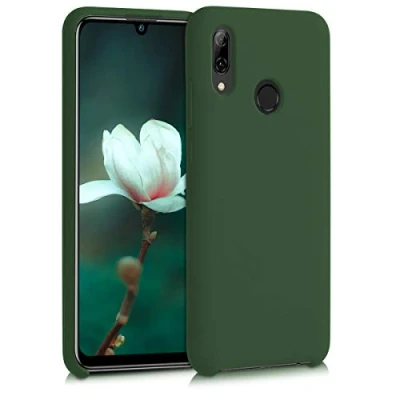 Abbildung von kwmobile Hülle kompatibel mit Huawei P Smart (2019) Silikon Handy Case Handyhülle weiche Oberfläche kabelloses Laden Dunkelgrün