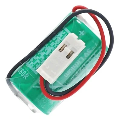 Abbildung von AccuCell CR1/2AA mit Kabel und Stecker passend für die Siemens 575332TA Batterie, vor Einbau unbedingt Polung prüfen