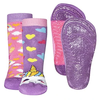 Abbildung von EWERS 2er Pack Einhorn Stoppersocken SoftStep, Socken mit Antirutschsohle für Mädchen, Anti Rutsch Gummisohle, 2 Paar rutschfeste Kindersocken, Größe 39 42