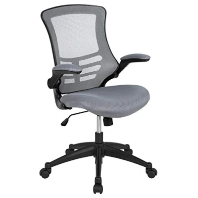 Abbildung von Flash Furniture Bürostuhl, ergonomisch, mit Mesh Rückenunterstützung, geformtem und höhenverstellbarem Sitz feststellbarem Kipphebel, Grau, 65 x 63 105 cm