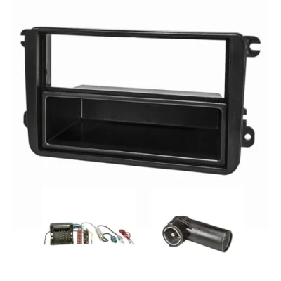 Abbildung von tomzz Audio 2457 006 Radioblende Set kompatibel mit VW Golf 5 V 6 VI Touran Passat 3C Caddy EOS Skoda Octavia Quadlockadapter ISO Fakra Antennenadapter Phantomeinspeisung DIN