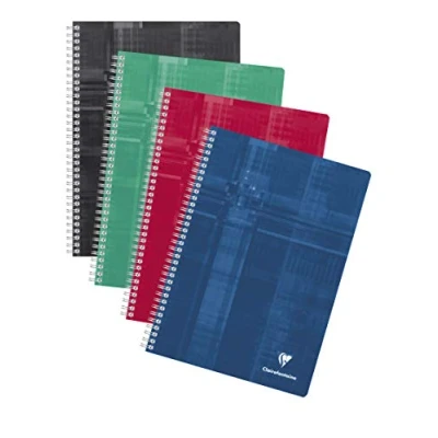 Abbildung von Clairefontaine 8165C Spiralbuch (DIN A4, 21 x 29,7 cm, liniert mit Rand, 90 Blatt) 1 Stück farbig sortiert