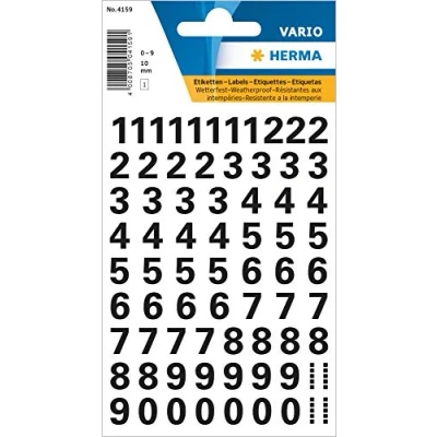 Abbildung von HERMA Aufkleber Zahlen Sticker 0 9, Folie schwarz, Höhe: 10 mm 4159