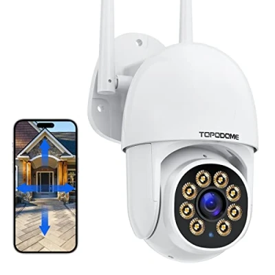 Abbildung von Topodome Überwachungskamera Aussen/Innen, WLAN Kamera Outdoor 355/120 Schwenkbar, Nachtsicht (Farbe und Infrarot), Automatische Verfolgung, 2 Wege Audio, IP66