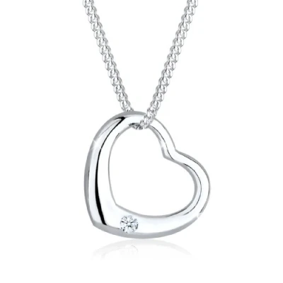 Abbildung von Elli DIAMONDS Kette mit Anhänger Herz Liebe Romantik Diamant (0.03 ct) 925 Silber,