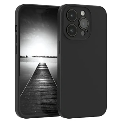 Abbildung von EAZY Case Silikonhülle für iPhone 14 Pro Hülle Silikon Schwarz stoßfeste Handyhülle Schutzhülle mit Kameraschutz Dünn Premium Schutz Cover TPU Phone Bumper in Matt