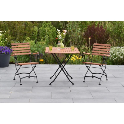 Abbildung von MERXX Garten Essgruppe &quot;&quot;Schlossgarten&quot;&quot;, (Set, 3 tlg., Geöltes Eukalyptusholz), Tisch klappbar: LxB: 75x75 cm