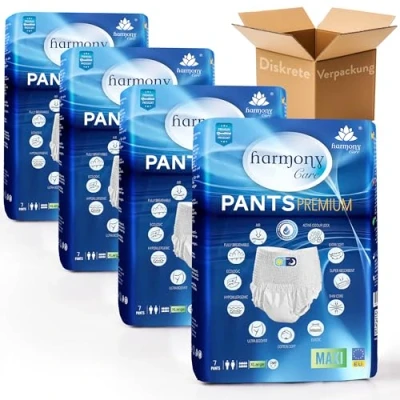 Abbildung von Harmony Care Windeln für Erwachsene MAXI diskrete Windelhosen Pants (Erwachsenen Windel mit Auslaufsschutz, 28 St., saugstarke Inkontinenzpants Frauen und Männer), bequemen Tragegefühl