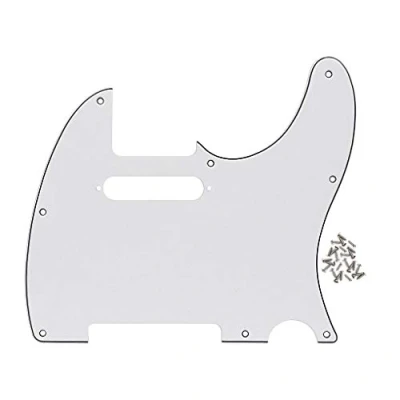 Abbildung von FLEOR 8 Loch 3 lagig Weiße TL Pickguard Single Coil Neck Hole Schnittschutzplatte mit Befestigungsschrauben für den Austausch von US/Mexiko Standard TE Plate