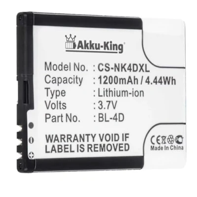 Abbildung von Akku kompatibel mit Nokia BL 4D Li Ion 1200mAh für E5 00, E7 N8 N97 Mini, 808 Pure View, Touch Diamond 2 B1000