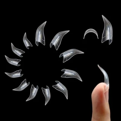 Abbildung von NOVO OVO Gebogene Stiletto Nagelspitzen, Lange tief gebogen künstliche Nägel, Zum 3D Aufdrücken der Nägel Halbe Abdeckung, extra curved nail tips, eagle hawk claw Gel Extension x 12 Größen 504 Stück
