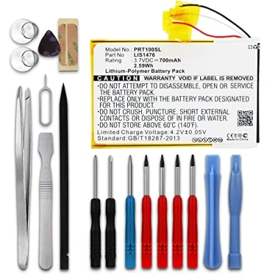 Abbildung von subtel® Ersatz Akku 1 853 104 11 für Sony PRS T1, T2, T3, T3S 700mAh + Werkzeug Set Ersatzakku Tablet PC Batterie Tabletakku, Battery