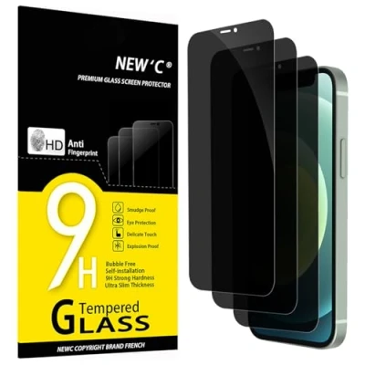 Abbildung von NEW&#039;C 3 Stück, Sichtschutz Panzer Schutz Glas für iPhone 12 Mini (5,4 Zoll), Verbesserter 28 Grad schutzwinkel, Ultra Haltbare 9H Härte, Blasenfrei