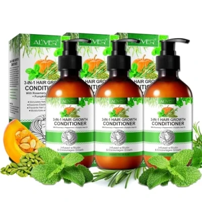 Abbildung von P Beauty 3 in 1 Conditioner Rosmarin Minze &amp; Kürbiskernöl 3x300ml Haarspülung mit Biotin Haarwachstum regenerierende Haarpflege Spülung für trockenes Haar Glanz Schutz vor Haarausfall