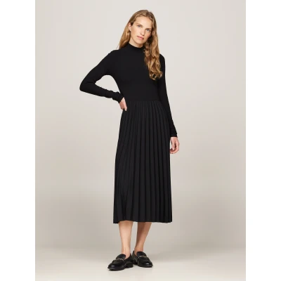 Abbildung von Tommy Hilfiger Pleated Dress Freizeitkleid, Damen, Größe: 3XL, Black