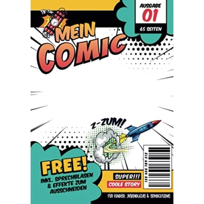 Abbildung von Mein Comic 65 Blanko Seiten inkl. Sprechblasen zum Ausschneiden: Zeichne deinen eigenen Für Kinder, Jugendliche und Erwachsene