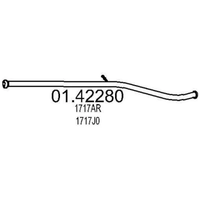 Abbildung von MTS 01.42280 Abgasrohr 1840 vorne für Mittelschalldämpfer PEUGEOT: 206 Schrägheck, 206+ Kastenwagen