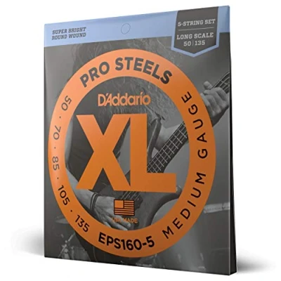 Abbildung von D&#039;Addario E Bass Gitarrensaiten Saiten Bassgitarre Strings Guitar EPS160 5 Saitensatz für Saiter 0,127 cm 0,34 (.050 .135 Zoll)