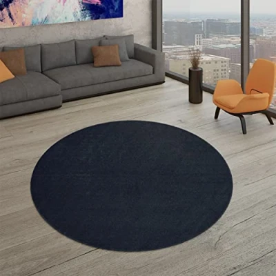Abbildung von TT Home Wohnzimmer Teppich Kurzflor Unifarbendes Design Modern Und Zeitlos, Farbe: Navy Blau, Größe:120x170 cm
