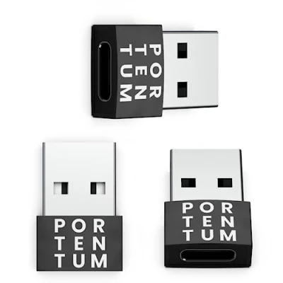 Abbildung von PORTENTUM USB auf C Adapter 480 MB Geschwindigkeit Premium Zink ermöglicht mit hoher Hitzebeständigkeit nur 4 Gramm
