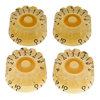 Abbildung von Musiclily Pro Zoll Gitarre Knöpfe Potiknöpfe Knurled Speed Knobs für USA Les Paul Style E Gitarre, Creme (4er Set)