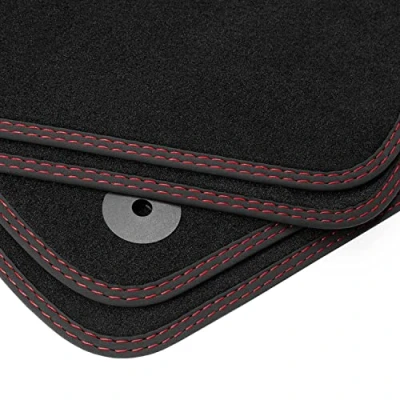 Abbildung von teileplus24 BDV816 Velours Fußmatten Doppelziernaht kompatibel mit VW ID3 / ID4 2020 , Naht:2X Rot