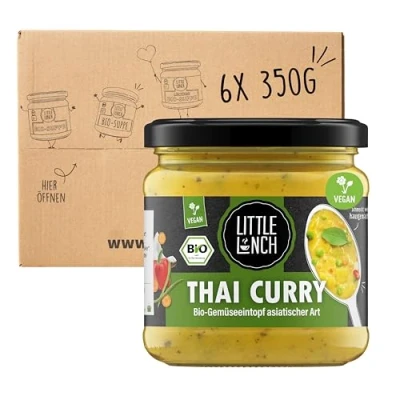 Abbildung von Little Lunch Bio Thai Curry 100% Qualität Vegan Laktosefrei Glutenfrei Ohne zugesetzten Zucker Keine künstlichen Zusätze Geschmacksverstärker 6 x 350g