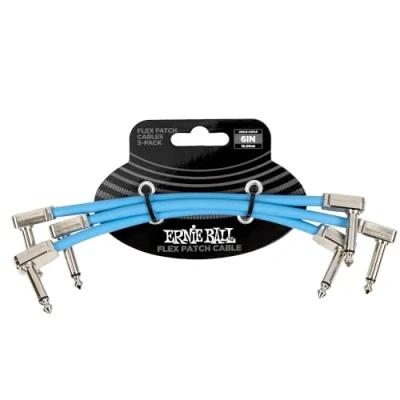 Abbildung von Ernie Ball Flex Patch Kabel 15 cm Blau 3er Pack