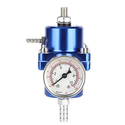 Abbildung von Qiilu Aluminiumlegierung Universal für Kraftstoff Druck Regler mit Gauge Schlauch 0140PSI verstellbar