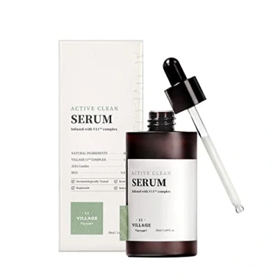 Abbildung von [VILLAGE 11 FACTORY] ACTIVE CLEAN Serum (50 ml) Koreanische Hautpflege Exfolierendes und Feuchtigkeitsspendendes für Glatte, Strahlende Haut AHA &amp; BHA Vegane Formel