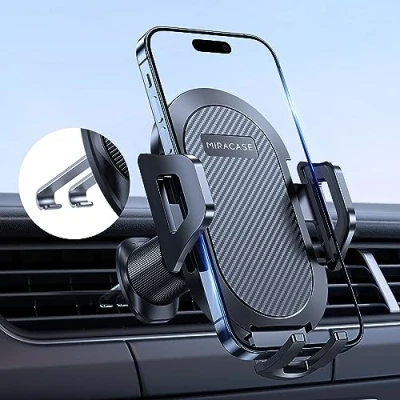 Abbildung von Miracase Handyhalterung für Auto [Neuer Doppelhaken aus Stahl] Lüftungsschlitz kompatibel mit iPhone 14/13/12 Samsung Xiaomi und Anderen Smartphones Serie