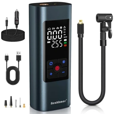 Abbildung von Neakhmer Mini Kompressor Akku Luftpumpe：150PSI Elektrische luftpumpe mit Deflate Funktion Tragbare Pumpe für Auto Motorrad Fahrrad