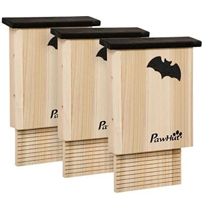 Abbildung von PawHut Kleintierhaus Fledermauskasten 3er Set, Nistkasten für Fledermäuse, Fledermaushaus zum Aufhängen