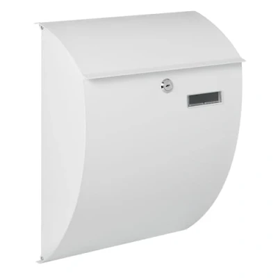 Abbildung von Perel Briefkasten Nice, Wandmontage, gebogen, mit Namensschild, inkl. 2 Schlüssel, Abmessungen (H x B T) 40 31 16 cm, Weiß