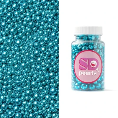 Abbildung von SD Pearls Zuckerperlen, Essbare Zucker Perlen, Tortendeko Streusel Dekorperlen Für Keksen, Kuchen, Cupcakes, Dessertdekoration (Metallic Blau, 3,4,5,7,10mm, 100g)