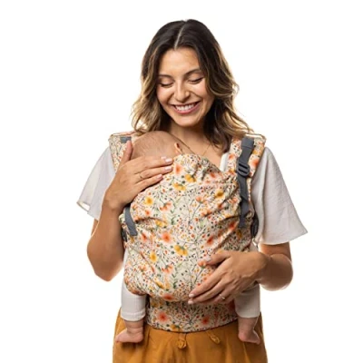 Abbildung von Boba X Babytrage Neugeborene ab Geburt 2 Tragepositionen Mit Blick zum Baby und als Rucksack Kindertrage 3 20kg, Kreuzbaren Trägern, Inklusive Schlafkapuze Sonnenschutz (Blossom)