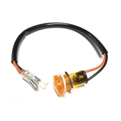 Abbildung von 12V Kontrollleuchte Orange mit Kabel 15mm Gewinde Schraubbefestigung für Zündapp Hercules Kreidler Motorrad Roller Scooter Mofa Moped Mokick