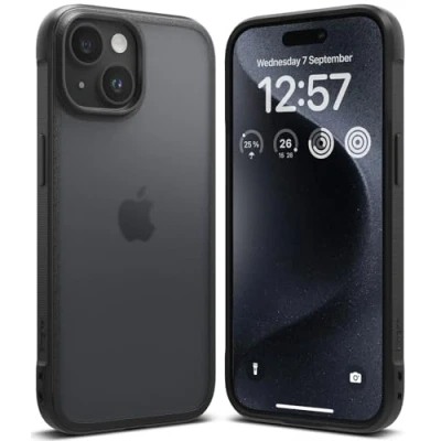 Abbildung von Ringke Fusion Bold Matte Case Kompatibel mit iPhone 15 Hülle, Bequemer Griff TPU Rahmen Harte PC Rückseite, Anti Fingerabdruck Mattierte Handyhülle für 6,1&quot; Schwarz